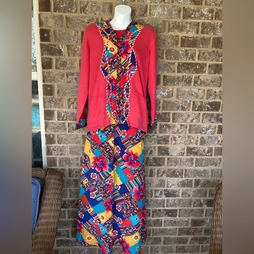 Koos of Course 3 piece outfit Vintage skirt cardigan tee shirt Small Medium - Picture 1 of 16